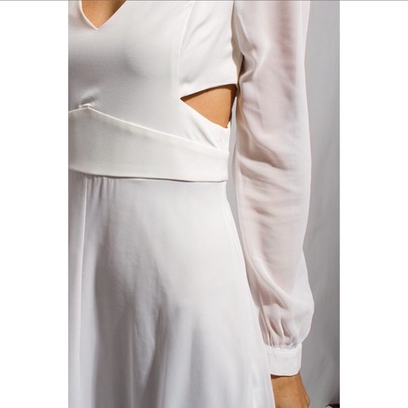 White Chiffon Blouson Long Sleeve Boho Maxi Dress - Picture 6 of 6